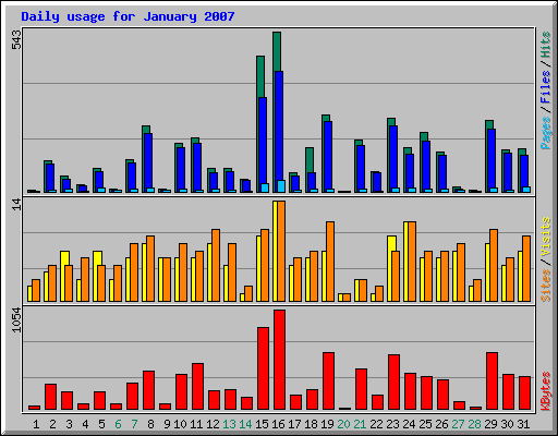 Daily usage for January 2007