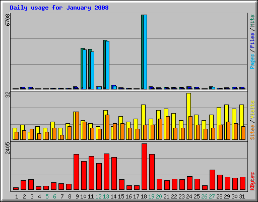 Daily usage for January 2008