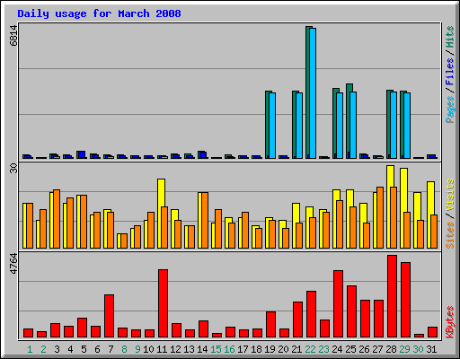 Daily usage for March 2008