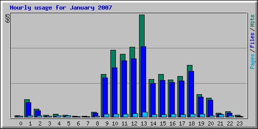 Hourly usage for January 2007