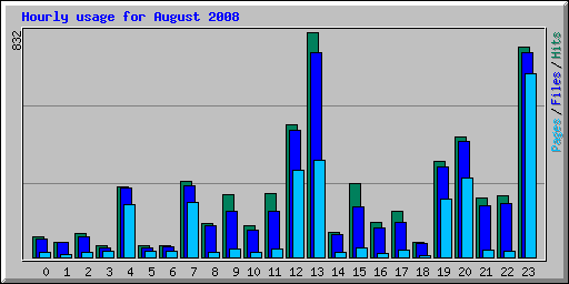 Hourly usage for August 2008
